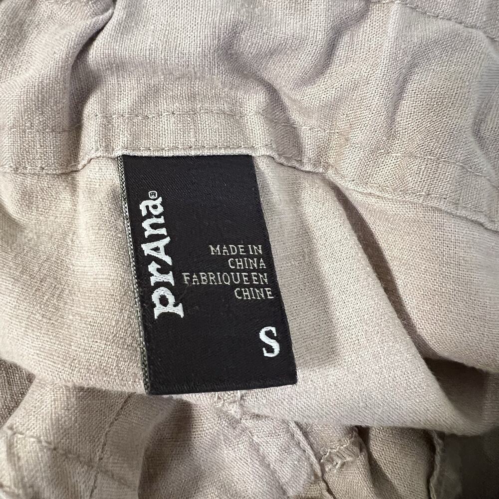 Prana Hemp Blend Wide Leg Pants Small Khaki Drawstring Adjustable Waist Stretch - Picture 7 of 11